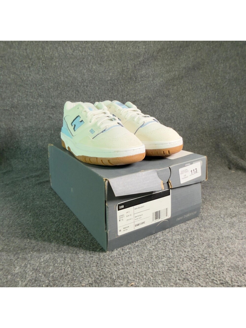 New Balance 550 White Blue Gum Kids Size 6.5 Basketball Sneakers GSB550FC